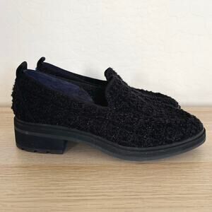 Rothy’s The Lug Loafer Black Bouclé Knit Slip-On Shoes Women’s 7